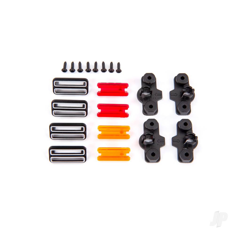 Traxxas Marker light housing (4) / marker light mount (4) / marker light lens (Red (2), amber (2)) / reverse lens (left & right) / 1.6x5 BCS (self-tapping) (8)
