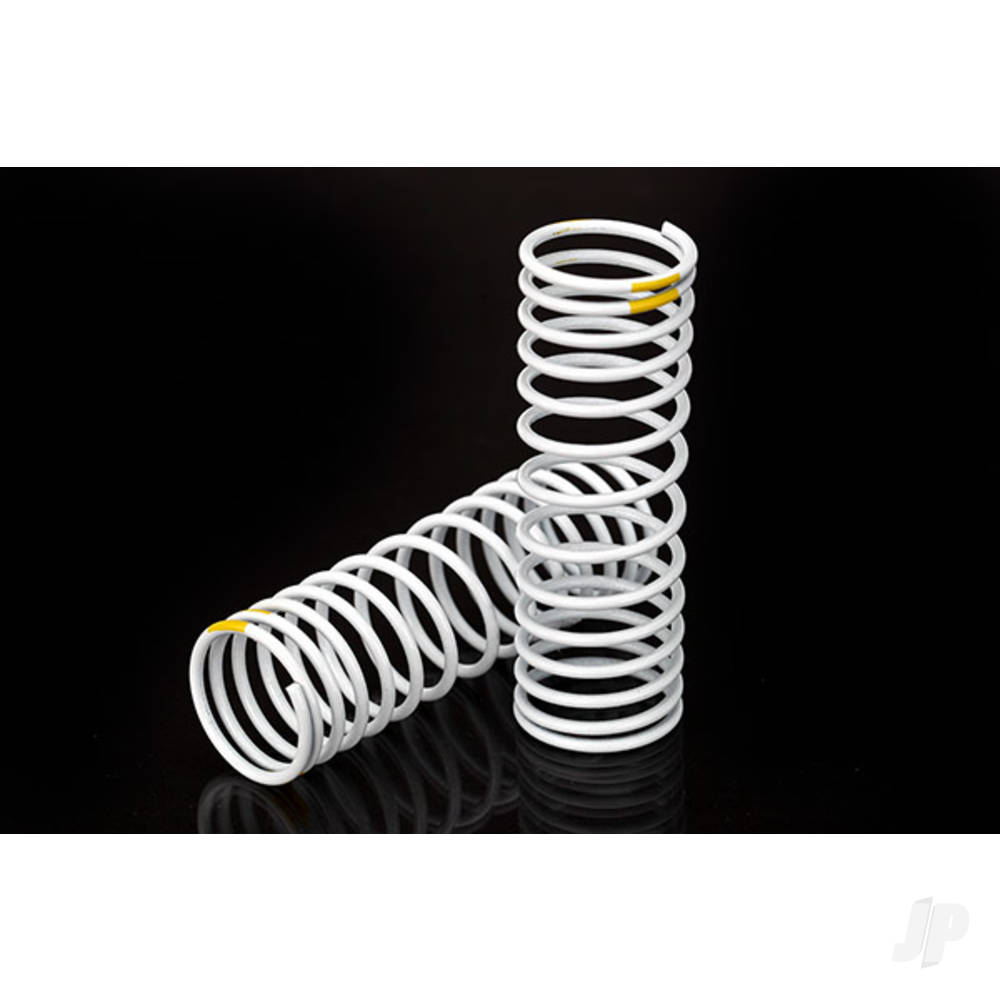 Traxxas Springs, Front (White) (progressive, +20% rate, Yellow stripe) (2 pcs)