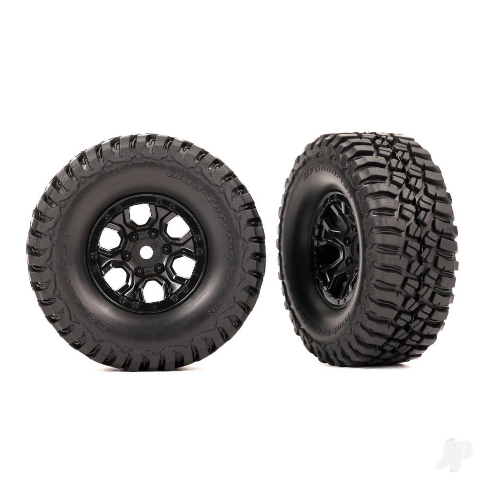 Traxxas Tyres & Wheels, Assembled (Black 1.0in wheels, BFGoodrich Mud-Terrain T/A KM3 2.2x1.0in Tyres) (2)