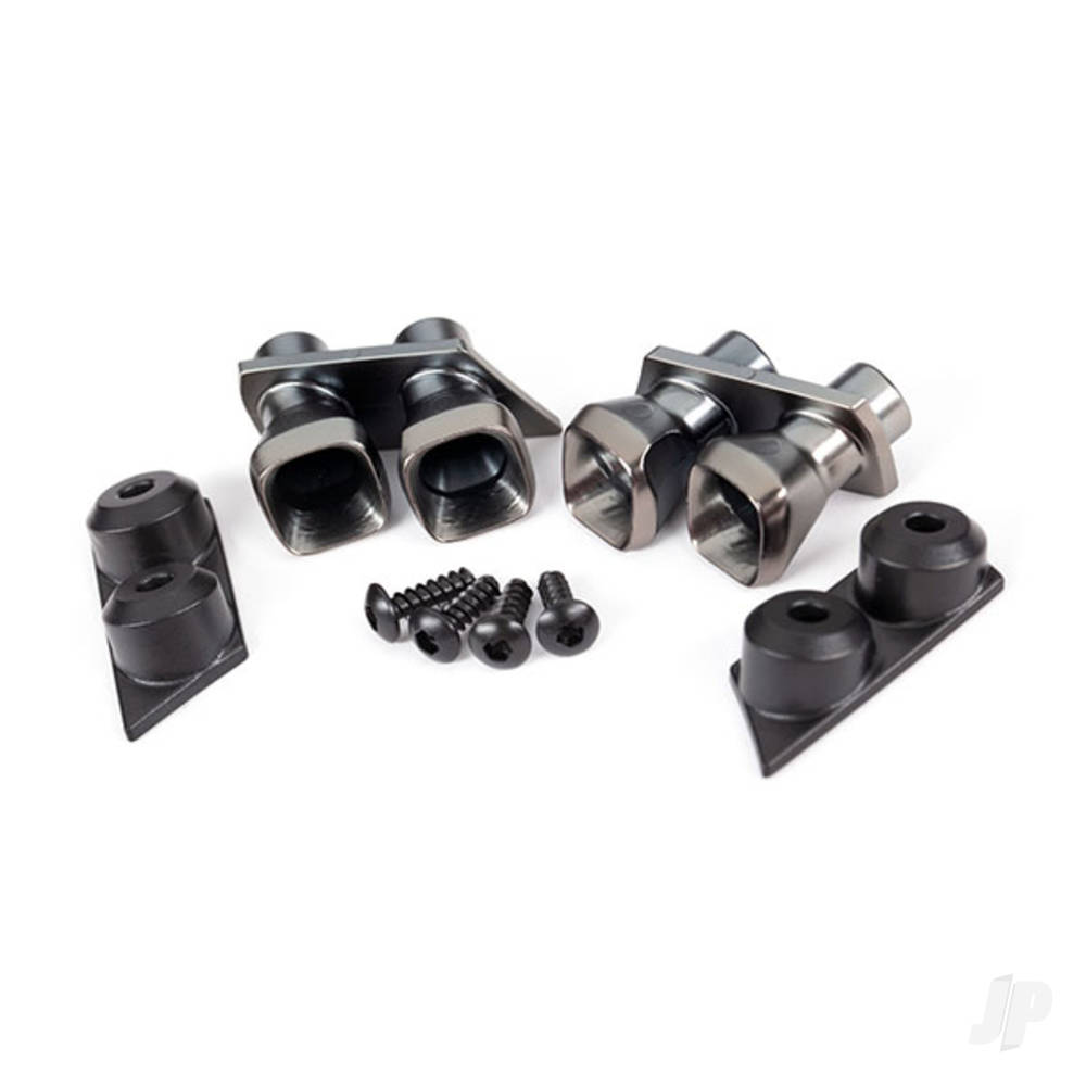 Traxxas Exhaust tips (2) / exhaust tip mounts (2) / 2.6X8 BCS (4)