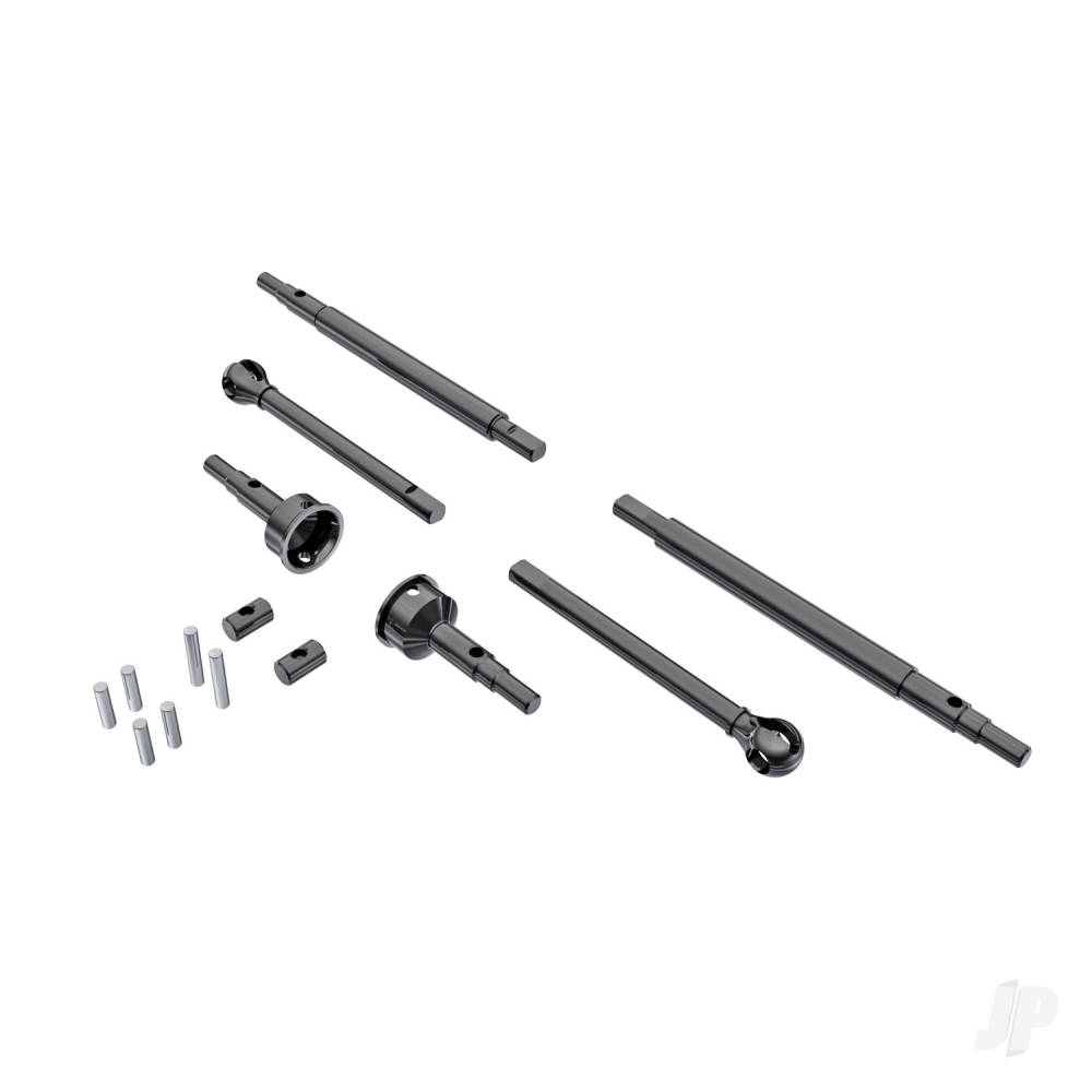 Traxxas Axle Shafts, front and rear (2) / stub axles, front (2) (hardened steel)