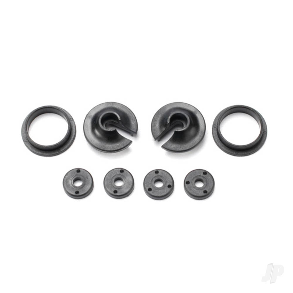 Traxxas Spring retainers, upper & lower (2 pcs) / piston head Set (2-hole (2 pcs) / 3-hole (2 pcs))