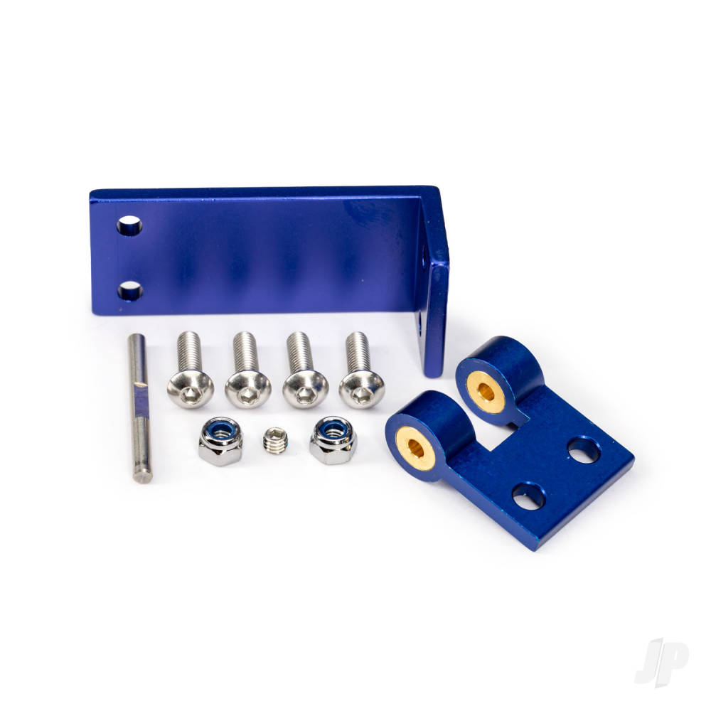 Traxxas Rudder mount, aluminium/ hinge pin/ 4x14mm BCS (stainless) (4)/ NL 4.0 (2)/ 4x3mm GS (stainless, with threadlock) (1)
