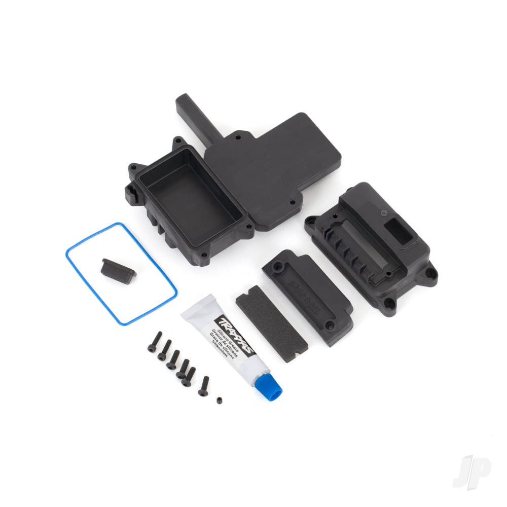 Traxxas Box, receiver (sealed) w / ESC mount / receiver cover / access plug / foam pads / silicone grease / 2.5x10 CS (2) / 3x10 BCS (1)