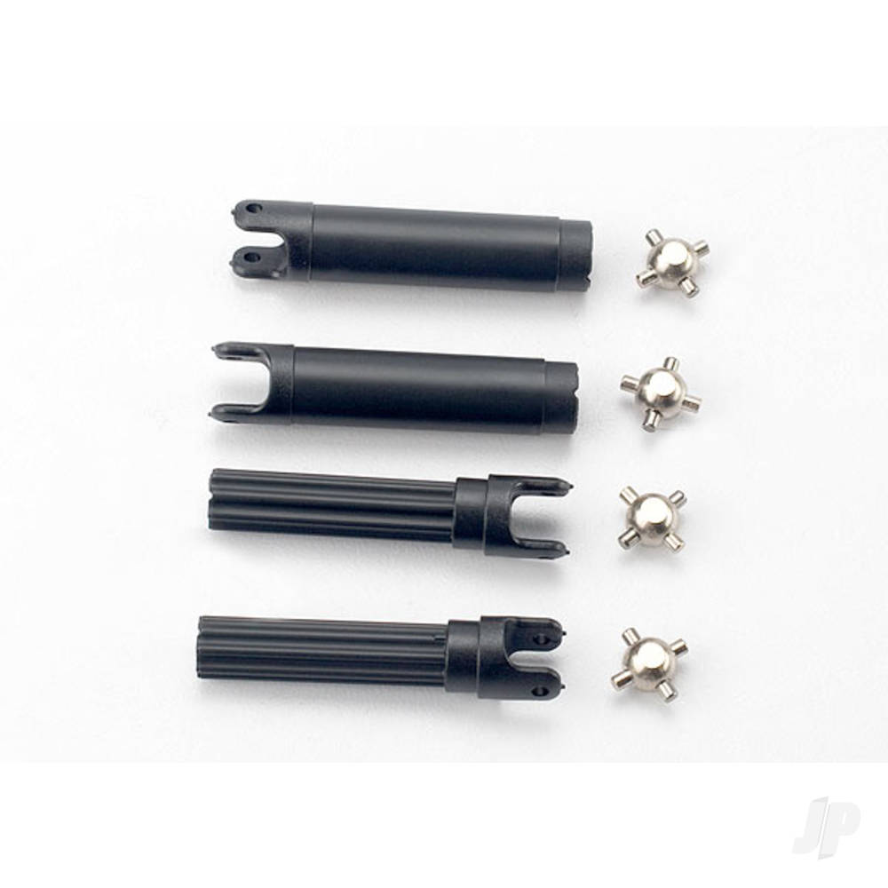 Traxxas Half shafts, left or right (internal splined half shaft (2 pcs) / external splined half shaft) (2 pcs)) / metal u-joints (4 pcs)