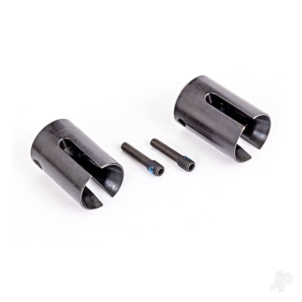 Traxxas Drive cup, steel, extreme heavy duty (2)/ 4x17mm screw pins, heavy duty (2) (machined, heat treated)