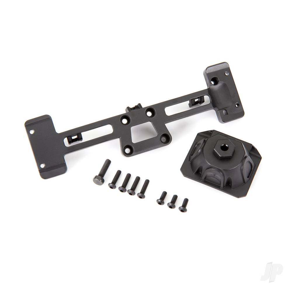 Traxxas Spare tyre mount/ mounting bracket/ 3x8 BCS (3)/ 3x12 BCS (4)/ 4x15mm hex bolt (fits #9211 body)