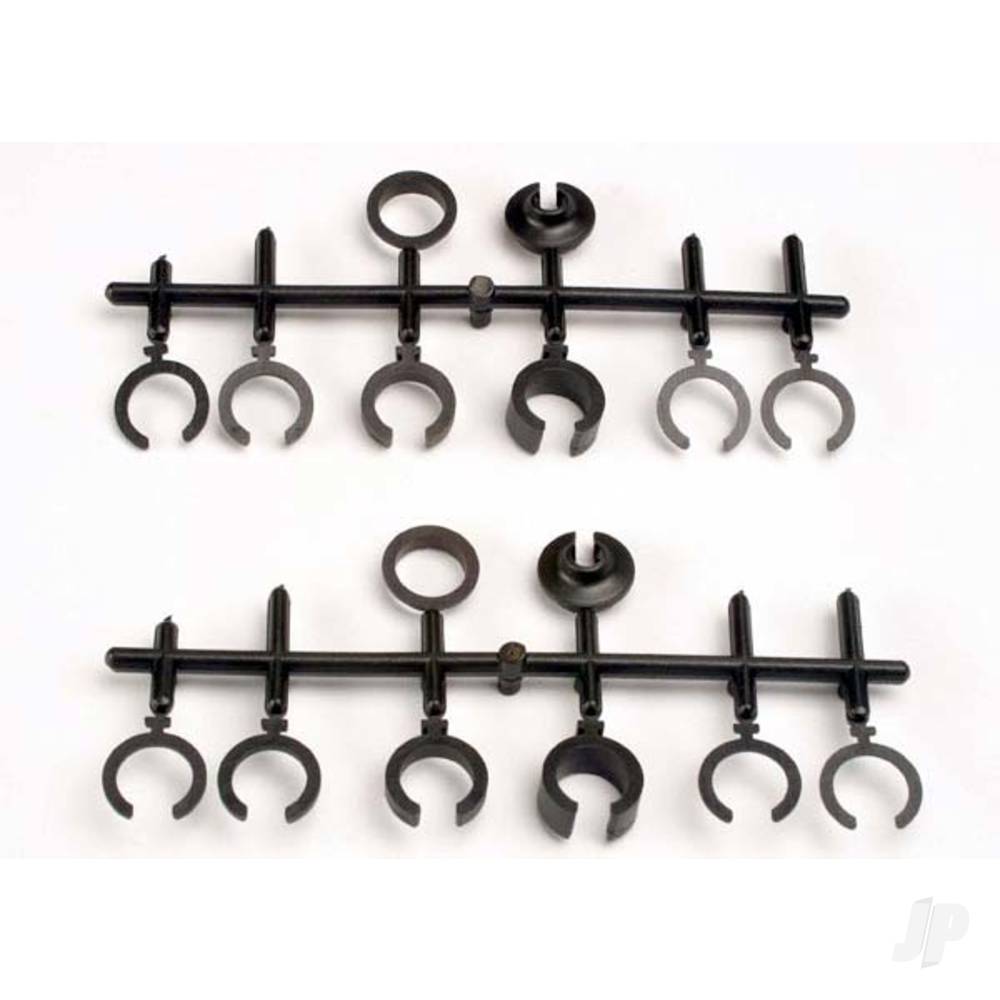 Traxxas Spring retainers, upper & lower (2 pcs) / spring pre-load spacers: 1mm (4 pcs) / 1.5mm (2 pcs) / 2mm (2 pcs) / 4mm (2 pcs) / 8mm (2 pcs) (Big Bore shocks)-1