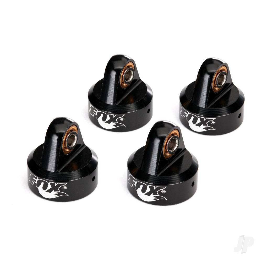 Traxxas Shock caps, aluminium (Black-anodised), Fox shocks (4 pcs)
