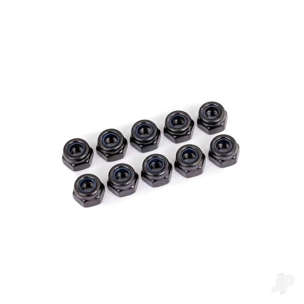 Traxxas Nuts, 4mm nylon locking, Black (10)