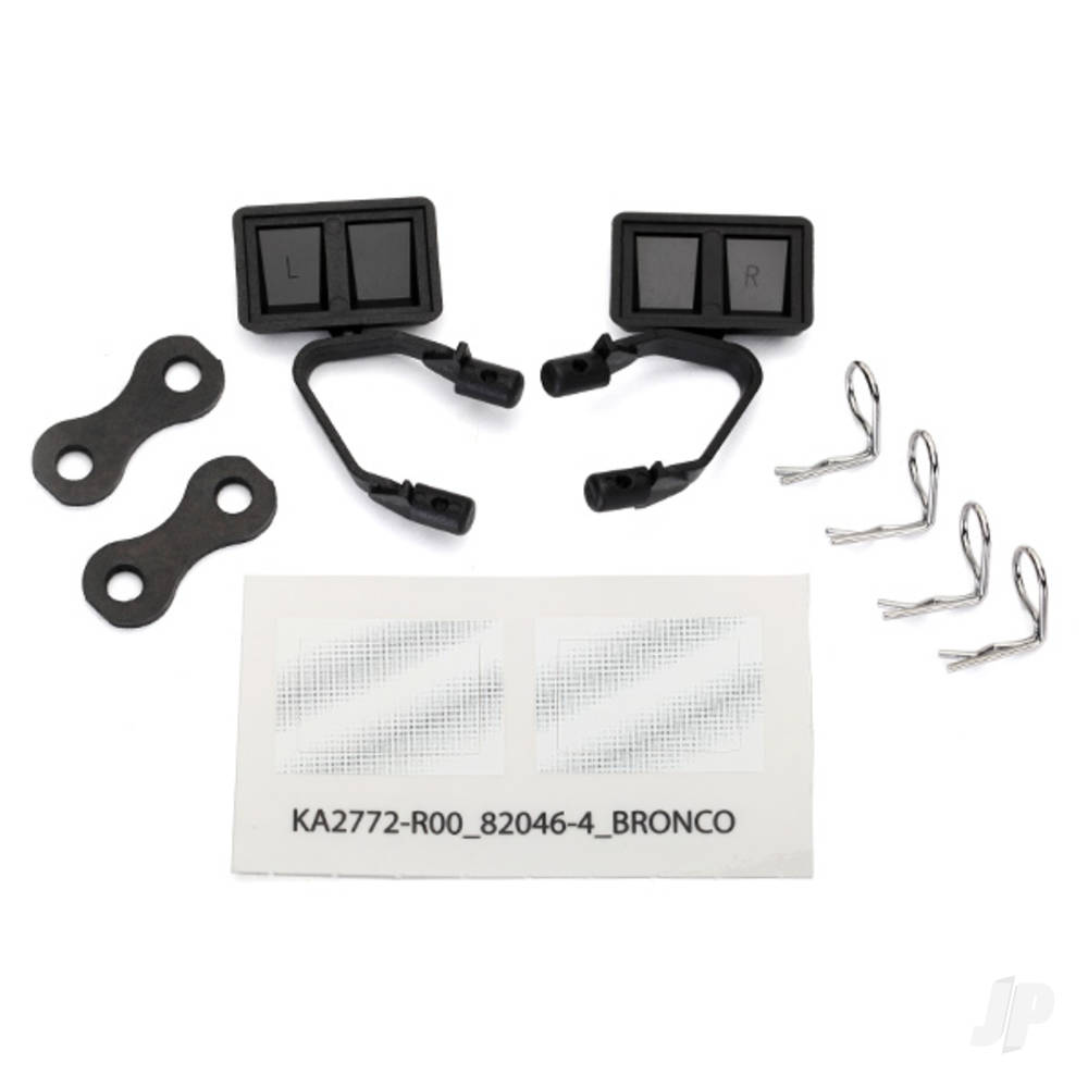 Traxxas Mirrors, side, Black (left & right) / retainers (2 pcs) / Body clips (4 pcs) (fits #8010 Body)