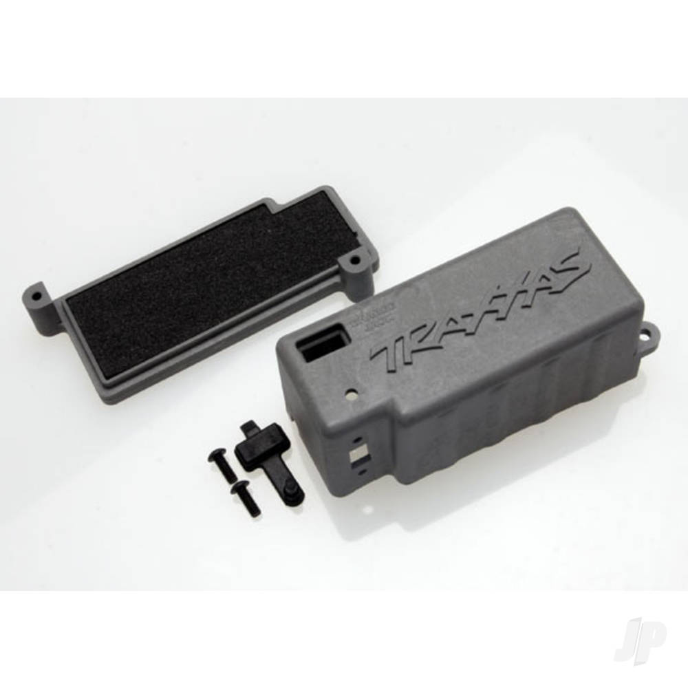 Traxxas Box, battery (Grey) / adhesive foam Chassis pad / charge jack plug (rubber)