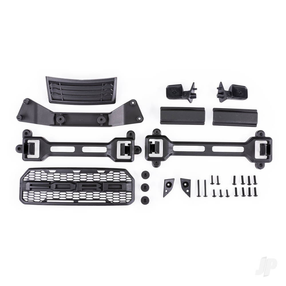 Traxxas Body accessories kit, 2017 Ford Raptor (includes grille, hood insert, side mirrors, & mounting hardware) (includes latches and latch mounts for clipless mounting)