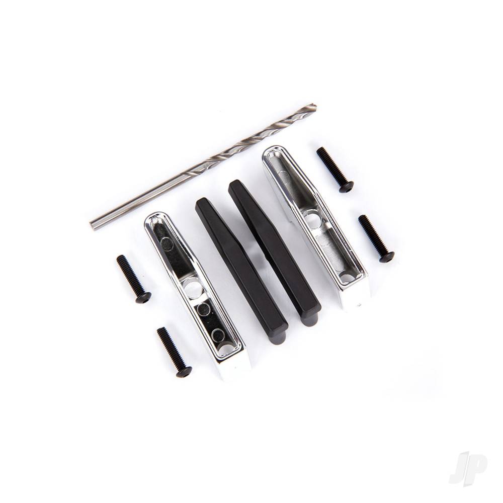 Traxxas Bumper pads / bumper guards (Chrome) / 2.5x10 BCS (4) / 2.7mm drill bit (fits #9126 or #9127 front bumpers)