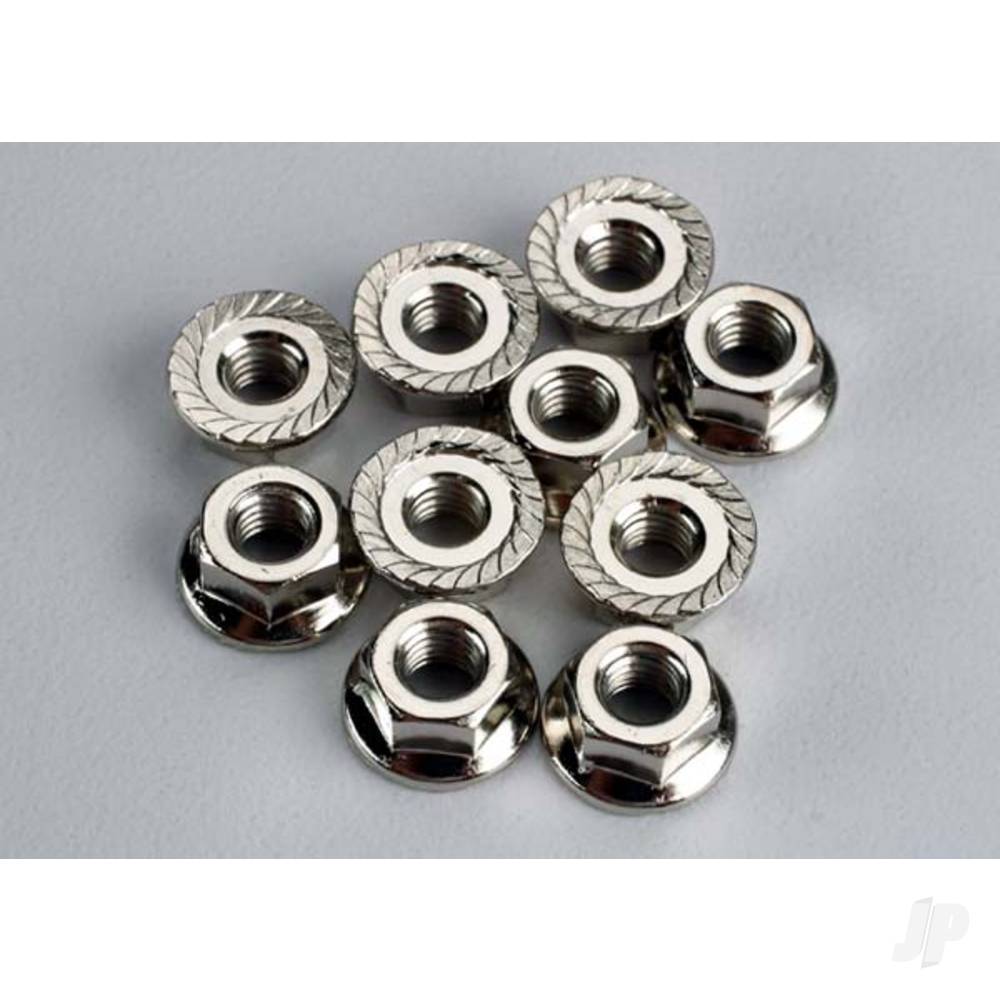 Traxxas Nuts, 4mm flanged (10 pcs)