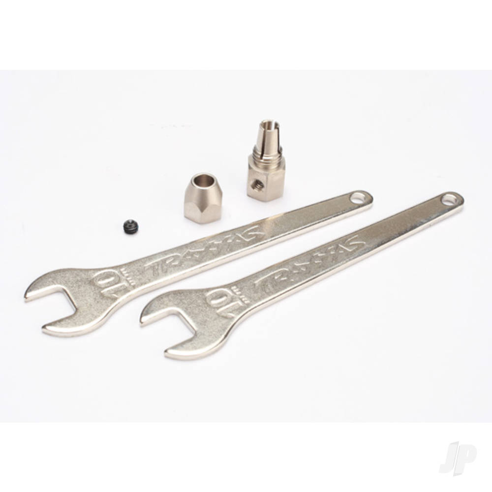 Traxxas Motor coupler, collet style / GS 4x3 SS (with threadlock) (1pc) / wrench, 10mm (2 pcs)