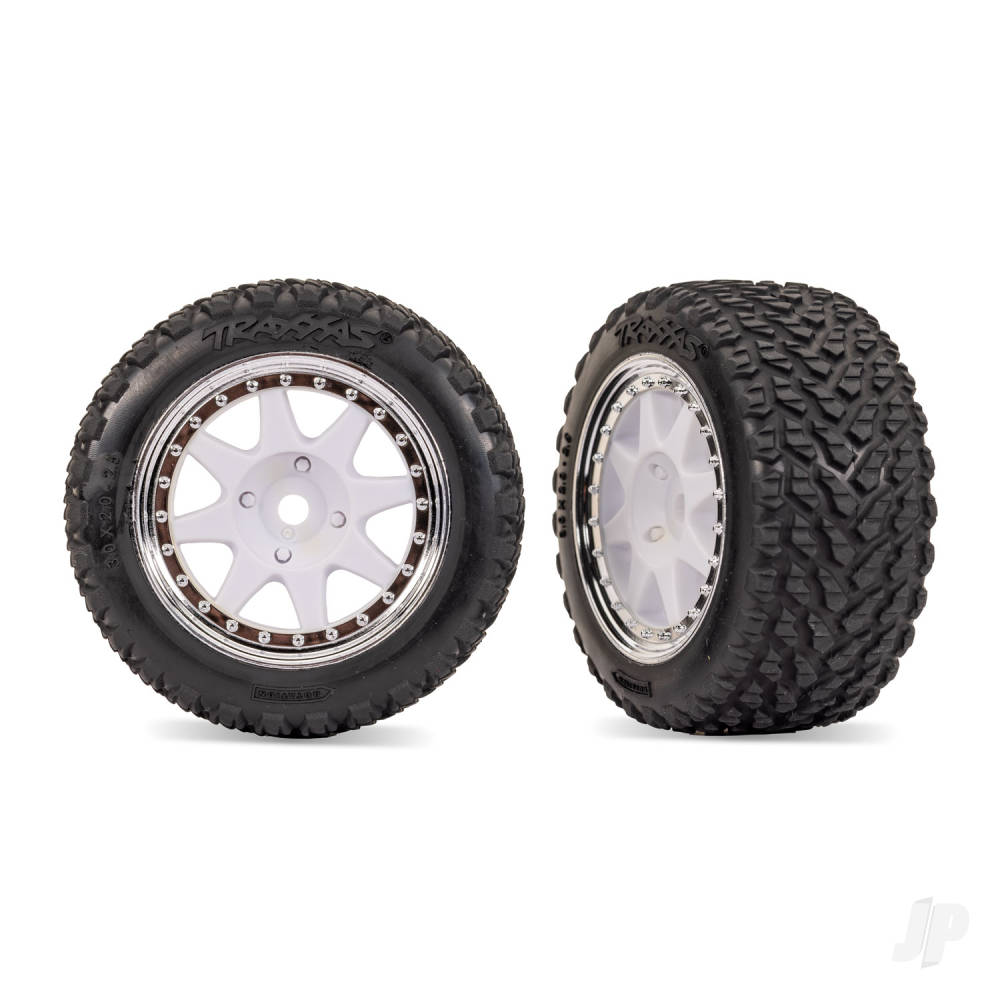Traxxas White Front Mini Rally Wheels with Rally Tires (2)