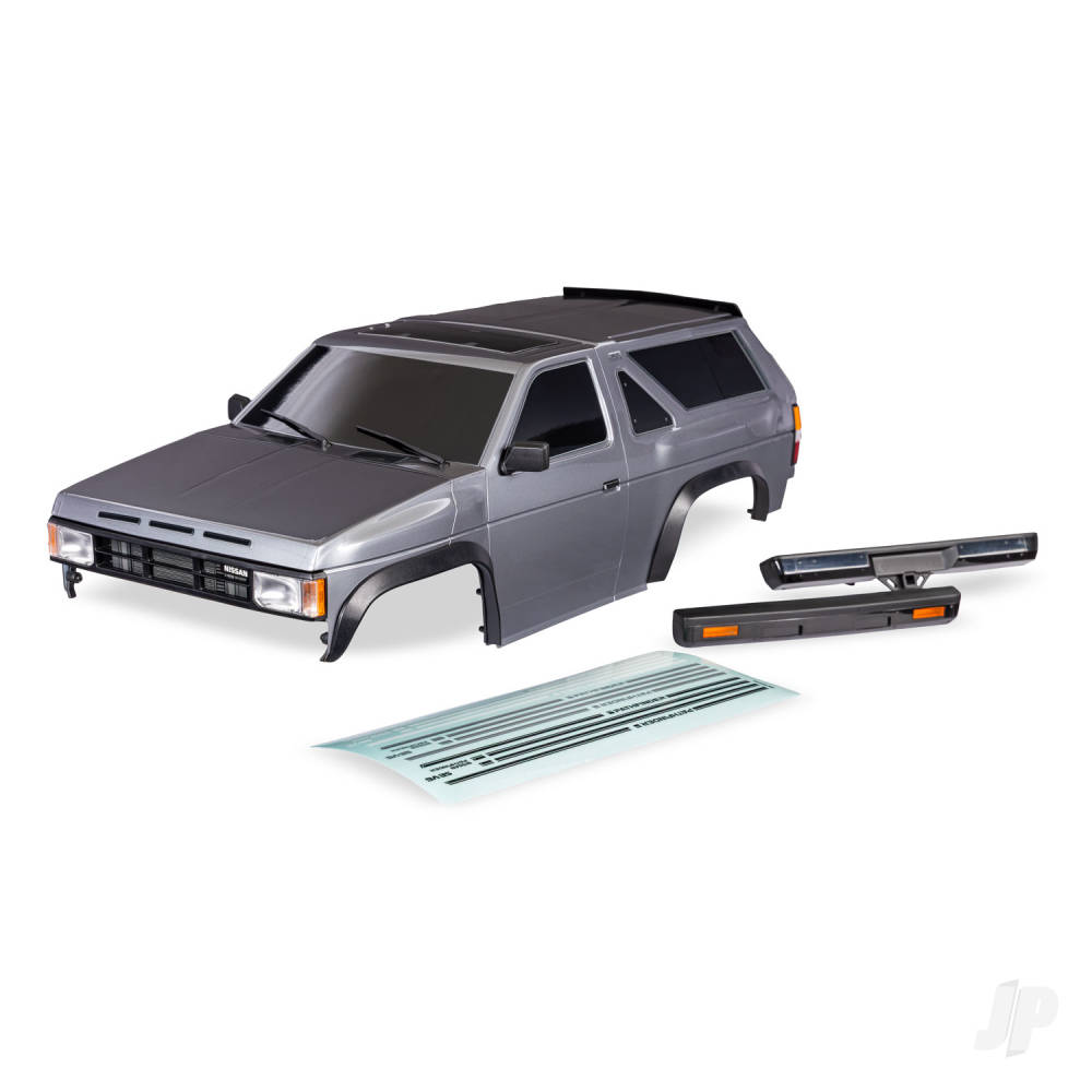 Traxxas Body, Nissan Pathfinder (1988), complete, silver (painted, decals applied) (includes grille, side mirrors, door handles, windshield wipers, front & rear bumpers, clipless mounting) (requires #8080X inner fenders)
