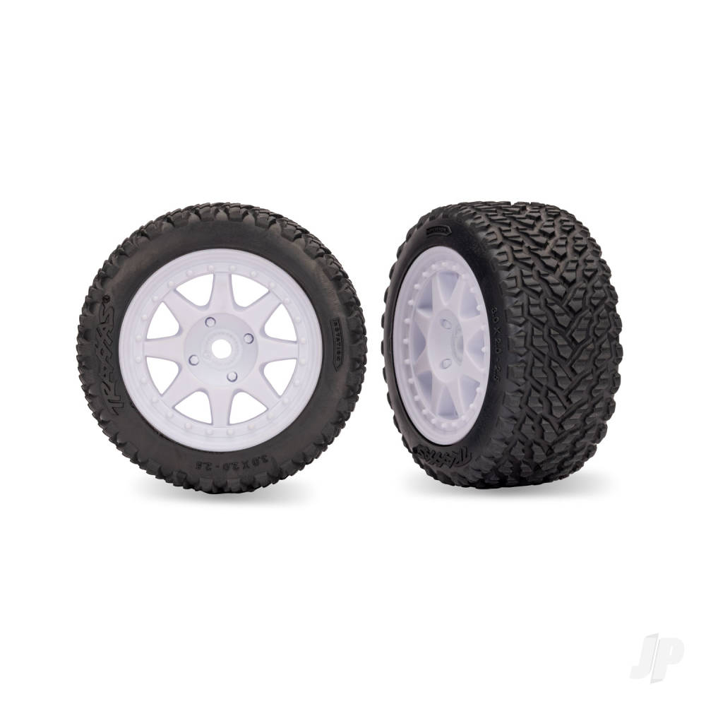 Traxxas White Rear Mini Rally Wheels with Rally Tires (2)