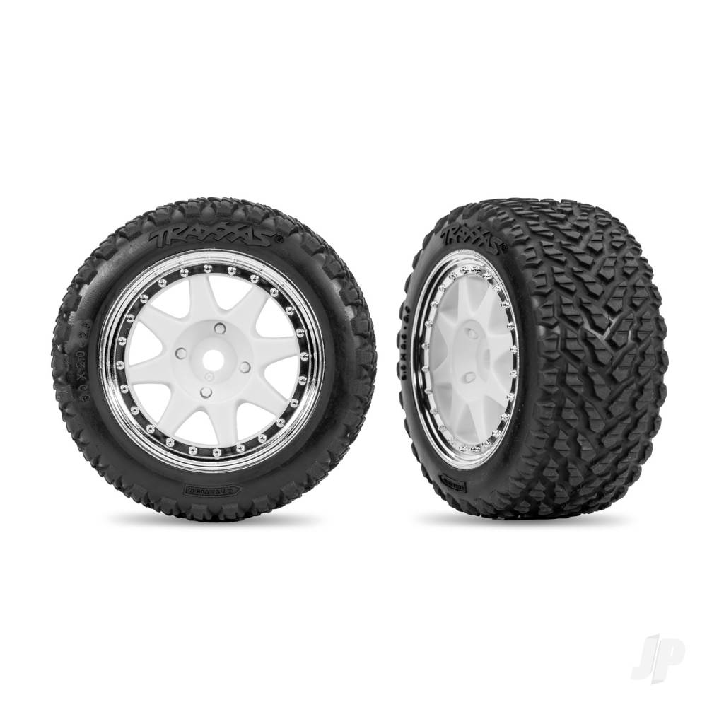 Traxxas White Rear Mini Rally wheels with Rally Tires (2)
