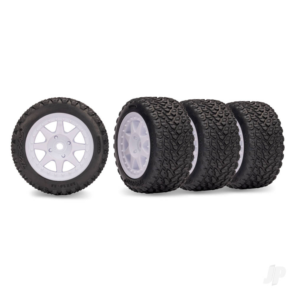 Traxxas White Mini Rally wheels with Rally Tires (F&R)