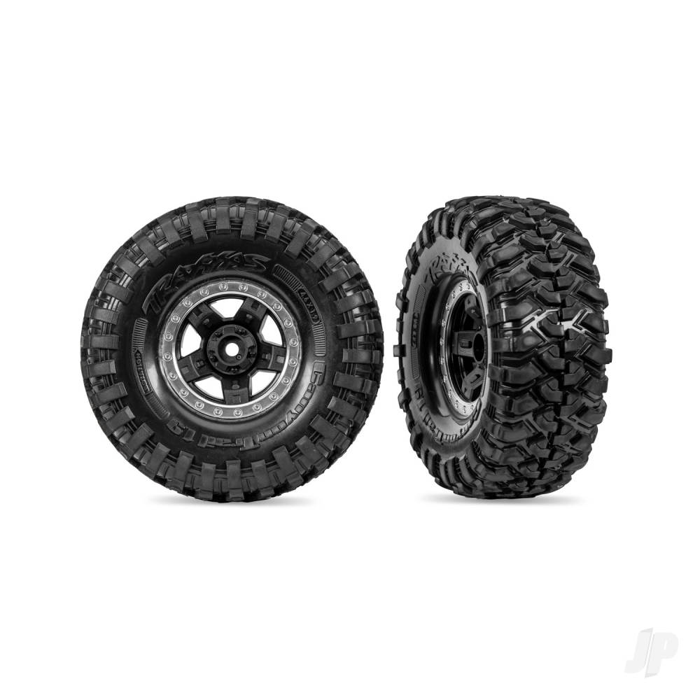 Traxxas Tyres & wheels, assembled, glued (TRX-4 Sport black, satin chrome beadlock 1.9