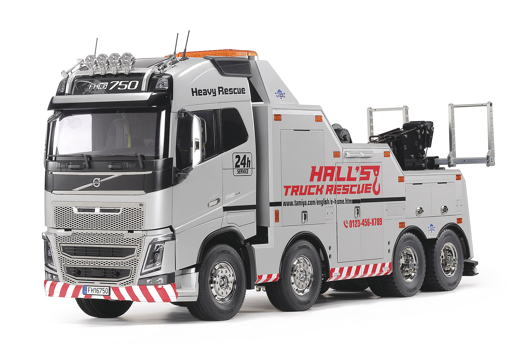 tamiya-volvo-fh16-globetrotter-750-8x4-tow-truck-with-silver-pre-painted-body-components