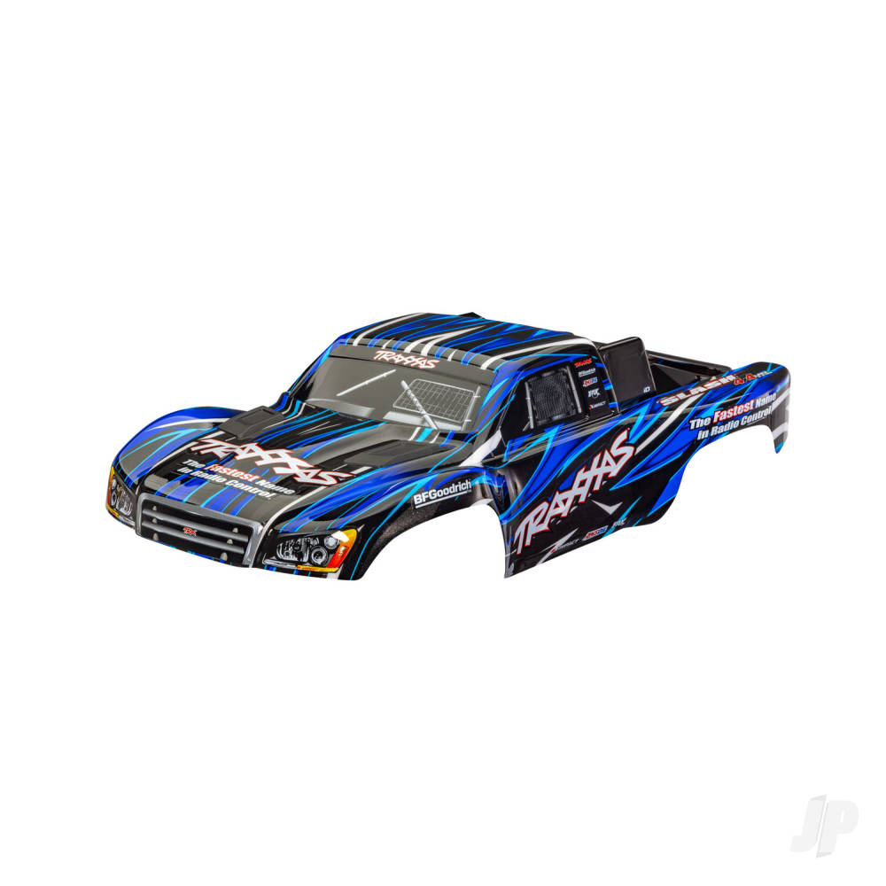 Traxxas Body, Slash 4X4 (also fits Slash VXL & Slash 2WD), blue (painted, decals applied) (assembled with front & rear latches for clipless mounting)