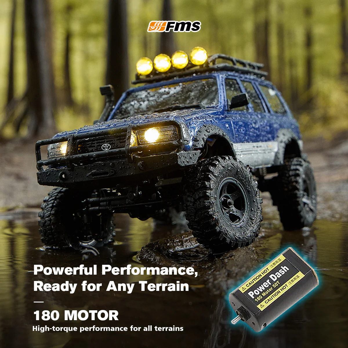 FMS 1:18 FCX18 LC80 Toyota Land Cruiser 80 V2 RTR - Blue-3