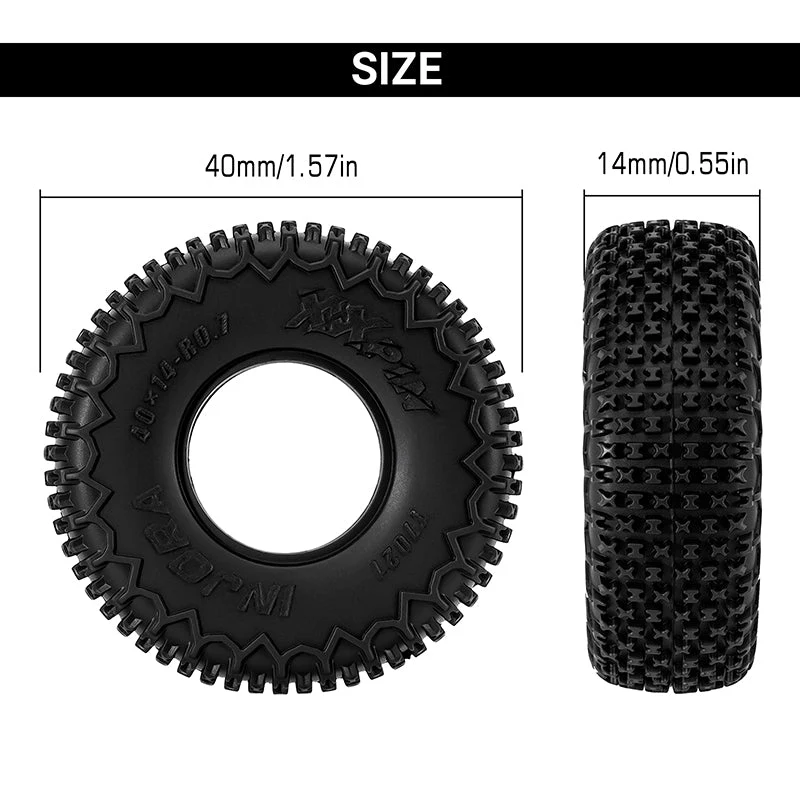 INJORA 0.7" 40*14mm XHX Pin Tires for 1/30 SCX30 (T7021) (4)-2