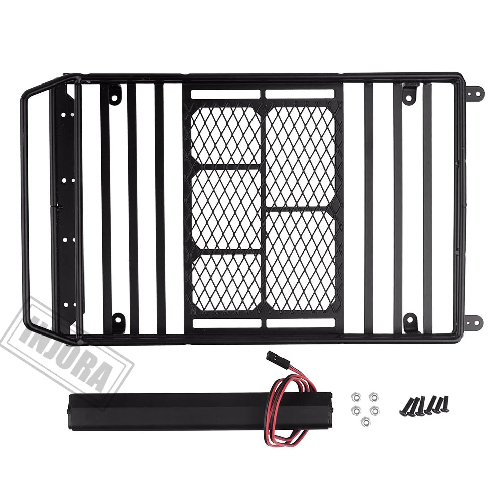 INJORA 245*150mm Luggage Carrier Roof Rack with LED Light Bar for 1/10 RC Crawler-4