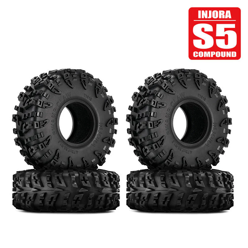 INJORA 1.9" (120*42mm 4.75" OD) Swamp Claw S5 M/T Tires (T1919) (4)-3