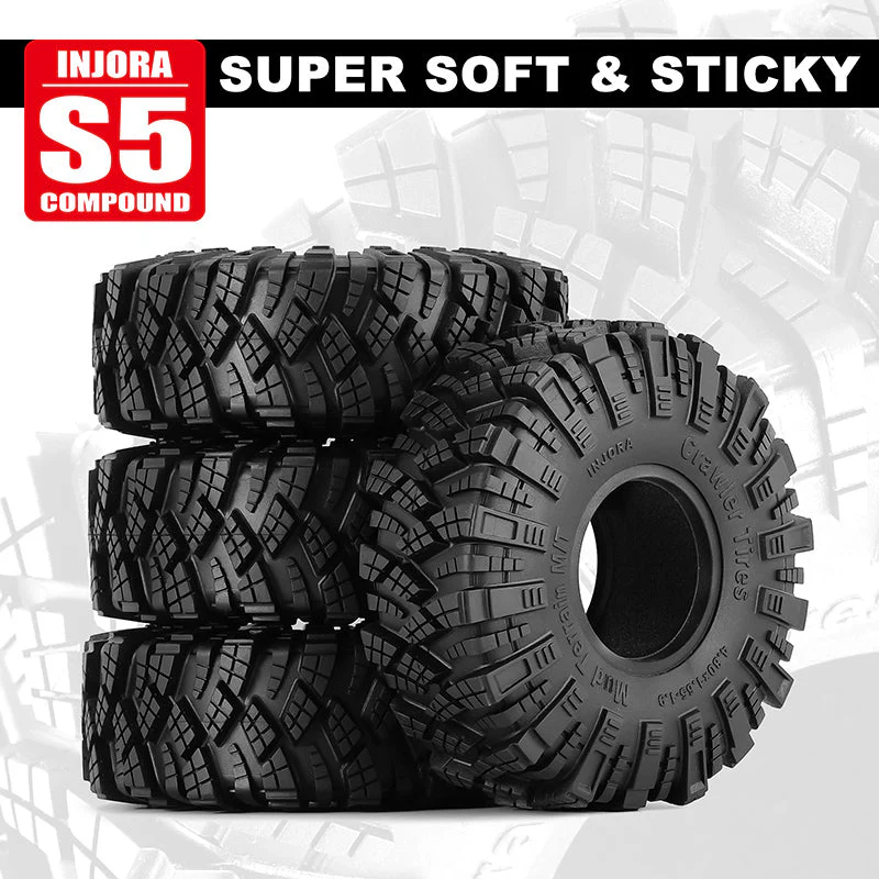 INJORA 1.9" (122*42mm 4.80" OD) Kraken Claw S5 M/T Tires (T1912) (4)-4