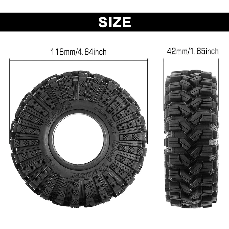 INJORA 1.9" (118*42mm 4.64" OD) King Trekker S5 A/T Tires (T1914) (4)-3