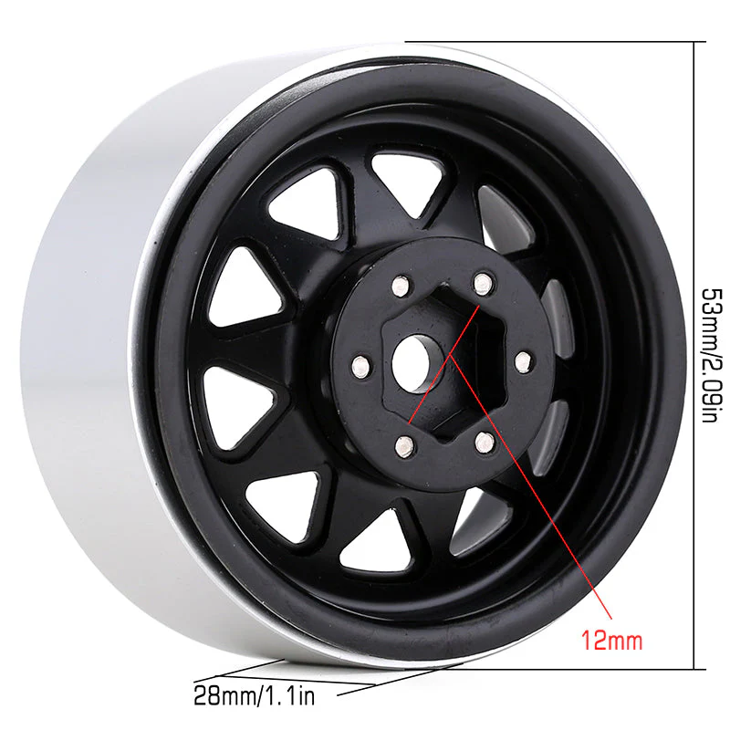INJORA 1.9" Deep Dish -8.9mm Offset Wheels for 1/10 RC Crawlers (W1940)-5
