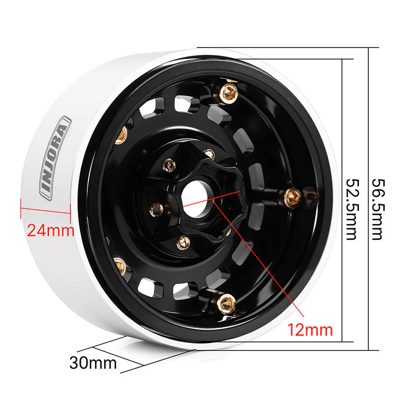 INJORA 1.9" CNC Aluminum -10mm Offset Wheels for 1/10 RC Crawlers (W1903)-3