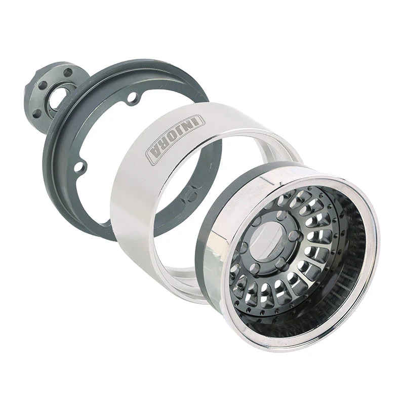 INJORA 1.9" Turbine Aluminum -10mm Offset Wheels for 1/10 RC Crawlers (W1955) - Grey-2