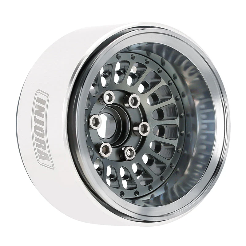 INJORA 1.9" Turbine Aluminum -10mm Offset Wheels for 1/10 RC Crawlers (W1955) - Grey-4