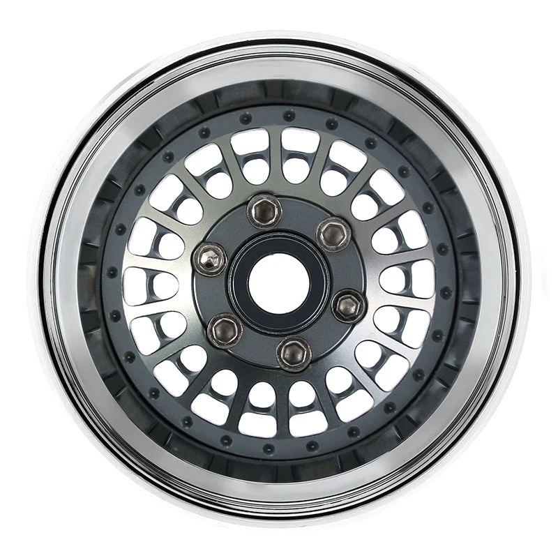 INJORA 1.9" Turbine Aluminum -10mm Offset Wheels for 1/10 RC Crawlers (W1955) - Grey-5