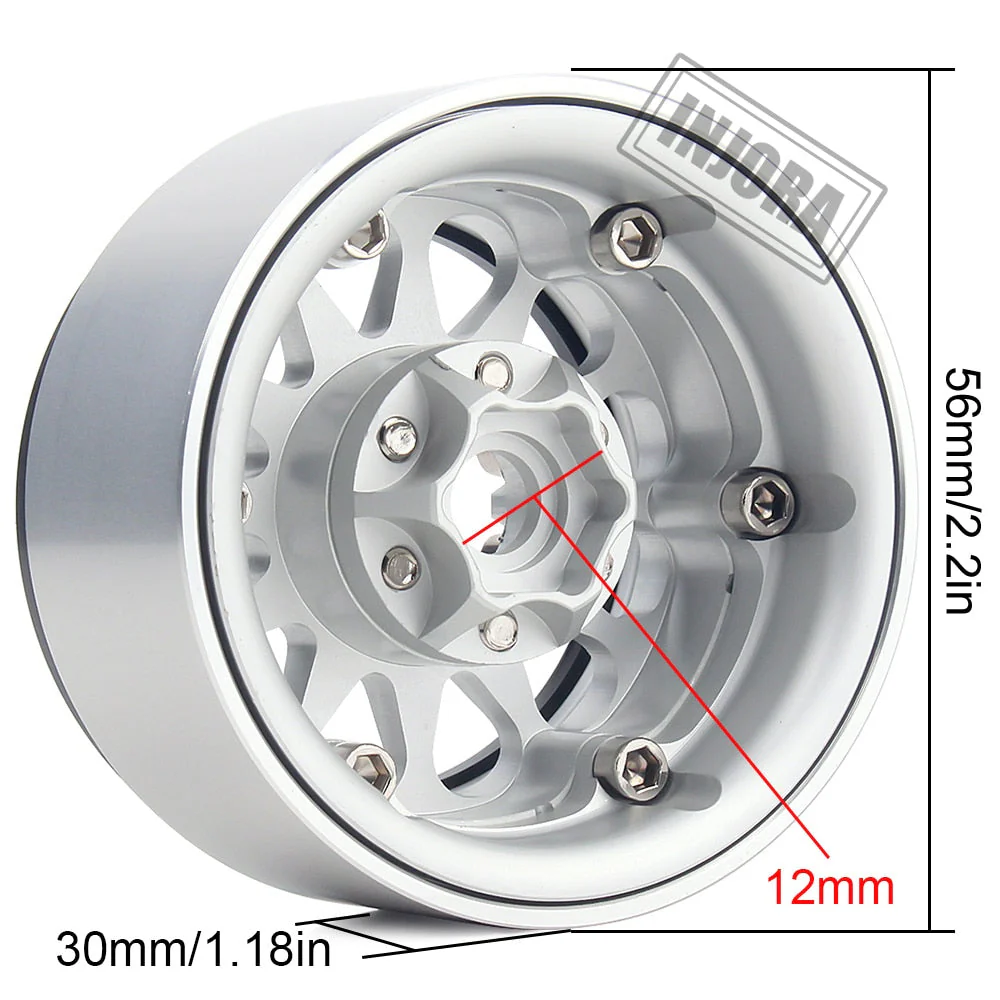 INJORA 4PCS 1.9" 12-spoke Metal Beadlock Wheel Rims for 1/10 RC Crawler-4