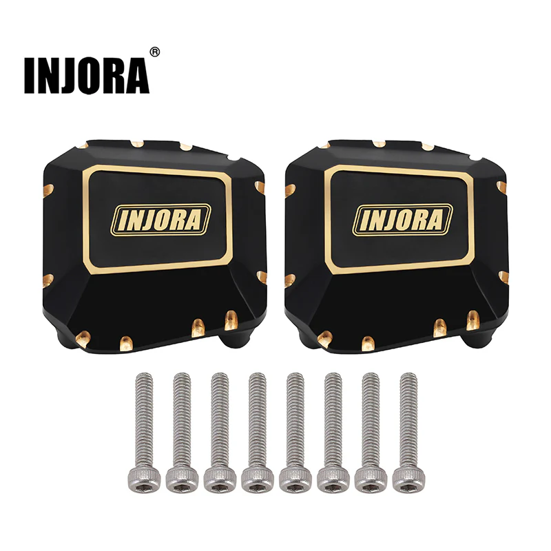 INJORA 2pcs 38g Black Brass Diff Covers for 1/10 SCX10 PRO &amp; SCX10 III AR45-1