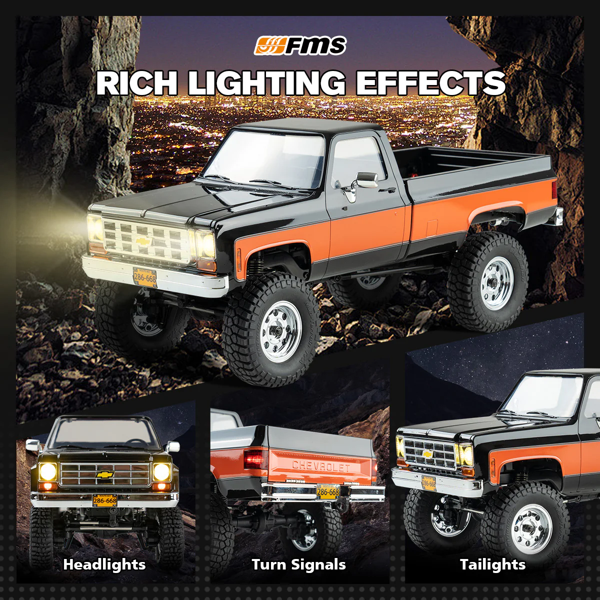 FMS 1:18 FCX18 Chevrolet K10 V2 RTR - BLACK-3