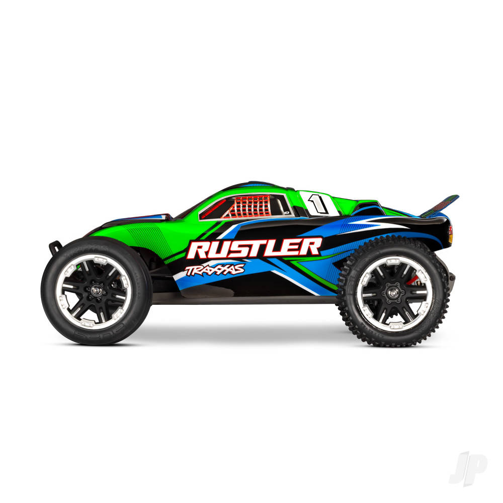 Traxxas Rustler HD 1:10 2WD RTR Electric Stadium Truck, Green (+ TQ 2-ch, XL-5, Titan 550, 7-Cell NiMH, 4A USB-C Charger, Clipless Body)-3