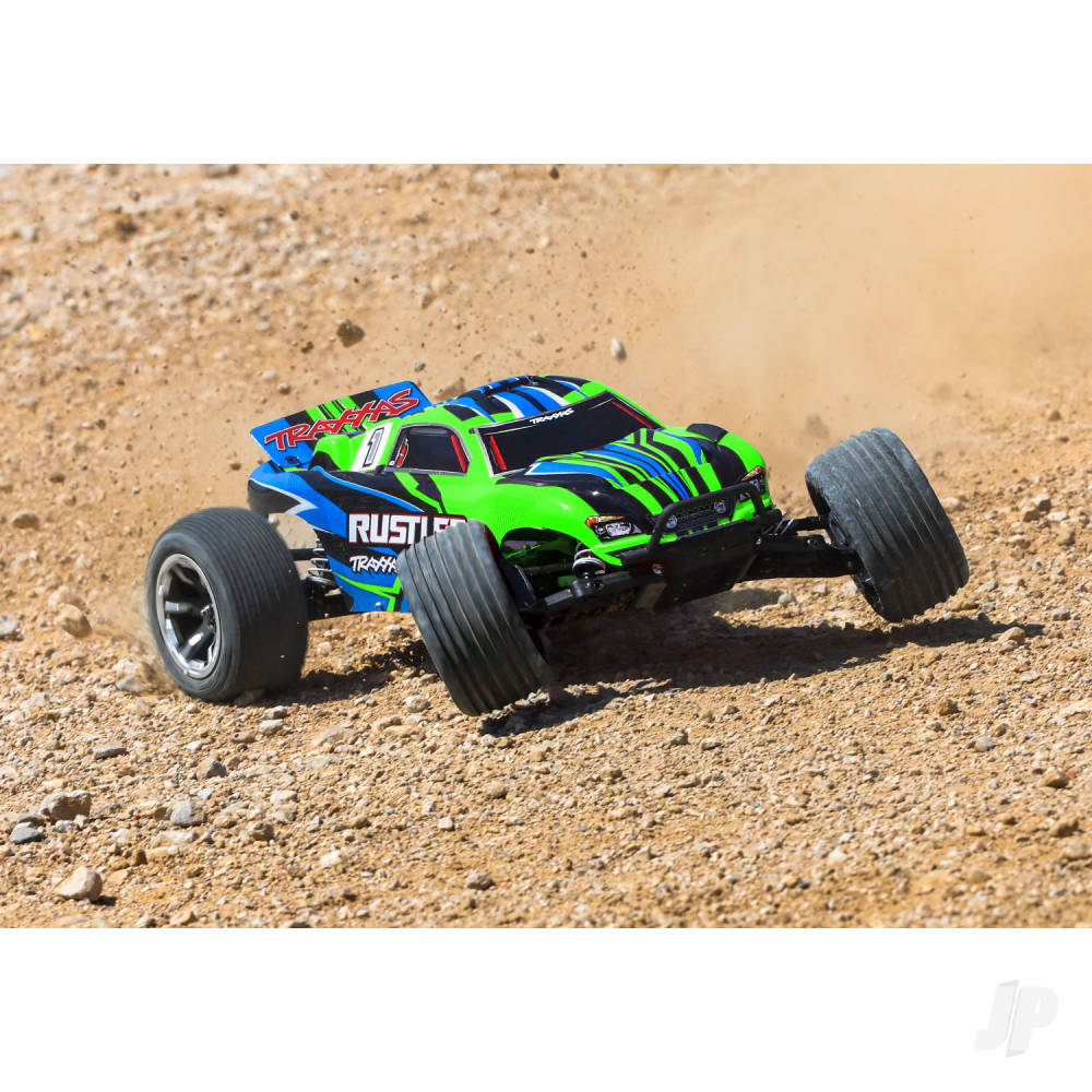 Traxxas Rustler HD 1:10 2WD RTR Electric Stadium Truck, Green (+ TQ 2-ch, XL-5, Titan 550, 7-Cell NiMH, 4A USB-C Charger, Clipless Body)-4