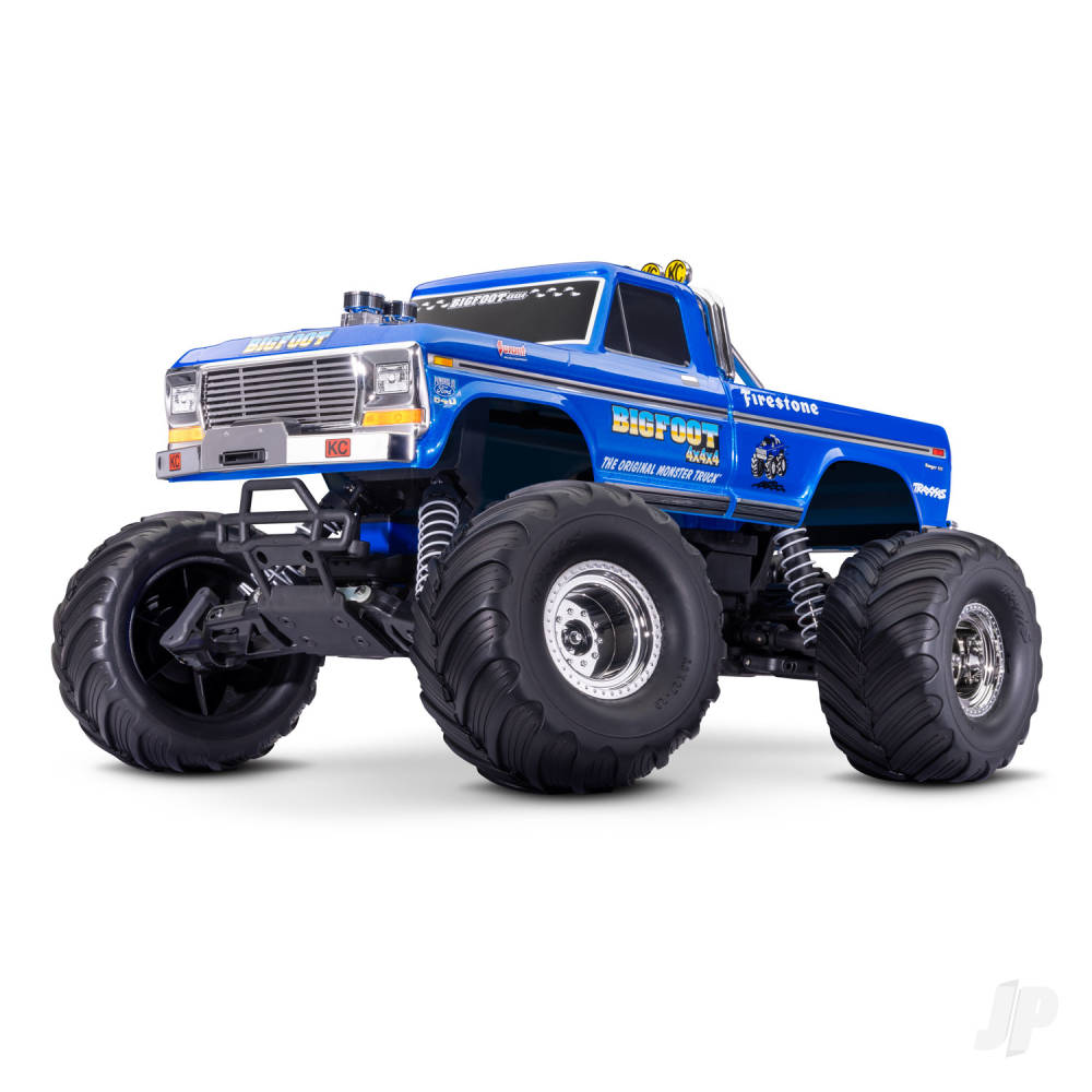 Traxxas Bigfoot HD 1:10 Electric 2WD RTR Monster Truck, Blue (+ TQ 2-ch, XL-5, Titan 550, 7-Cell NiMH, 4A USB-C Charger)