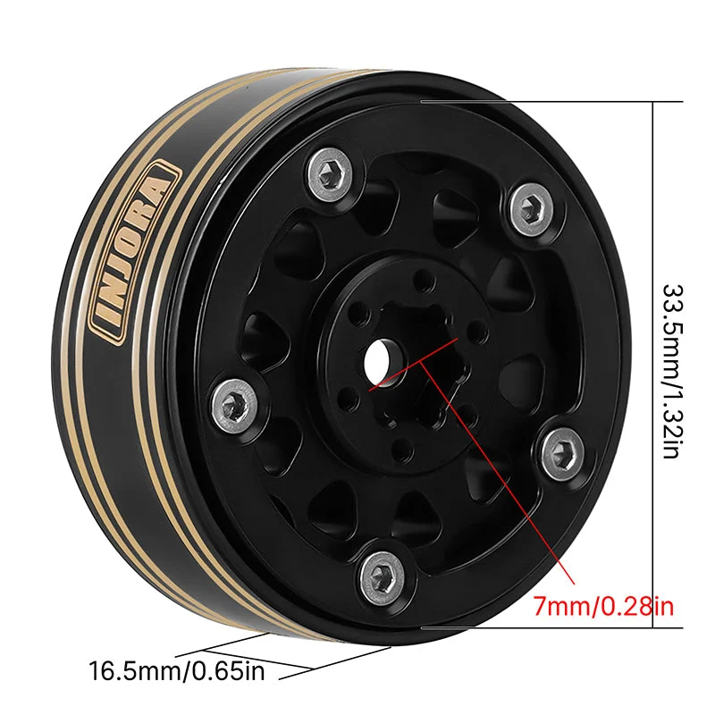 INJORA 1.3" 81g/pcs Super Heavy Brass -5.25mm Offset Wheels for Micro Crawlers (W1305)-3