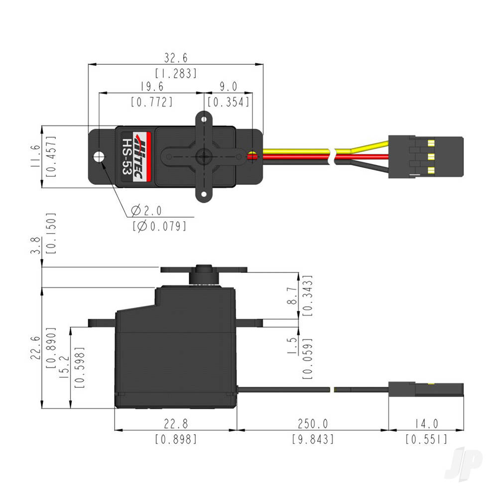 Hitec HS-53 Ultra Micro Analogue Cored Servo 8g 1.9kg/0.13s 4.8V - 6.0V-6