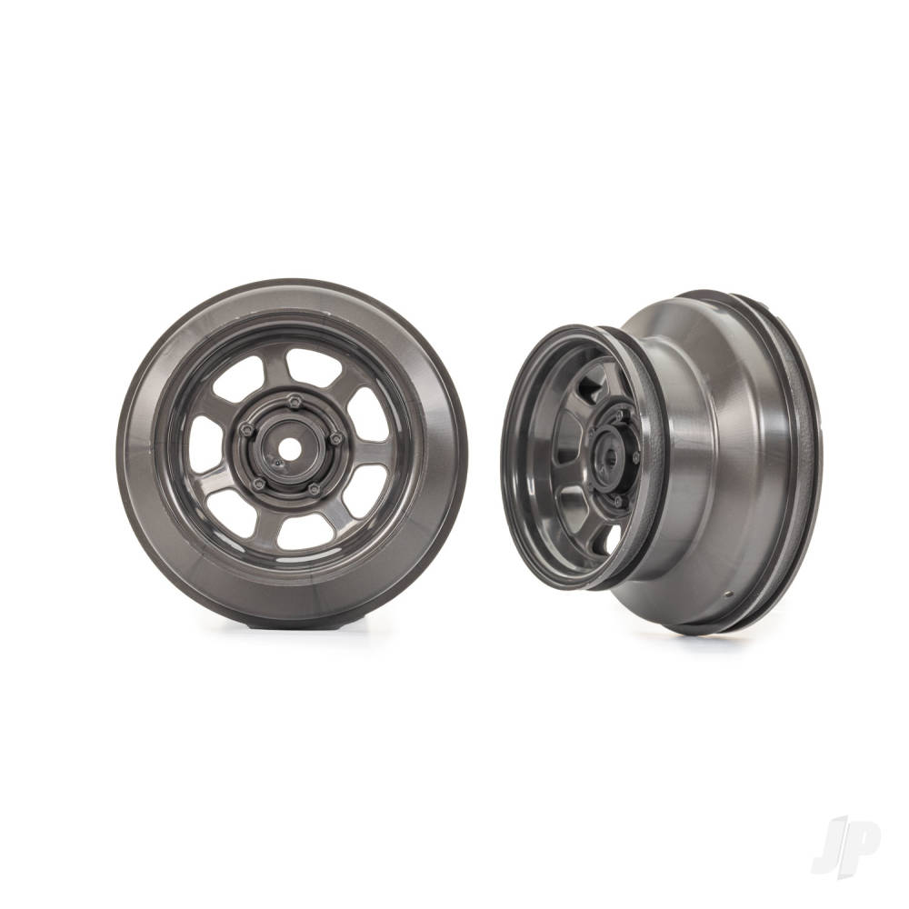 Traxxas Wheels, dirt oval, Graphite Grey, dual profile (2.2in outer, 3.0in inner) (2) (4WD front/rear, 2WD rear only)