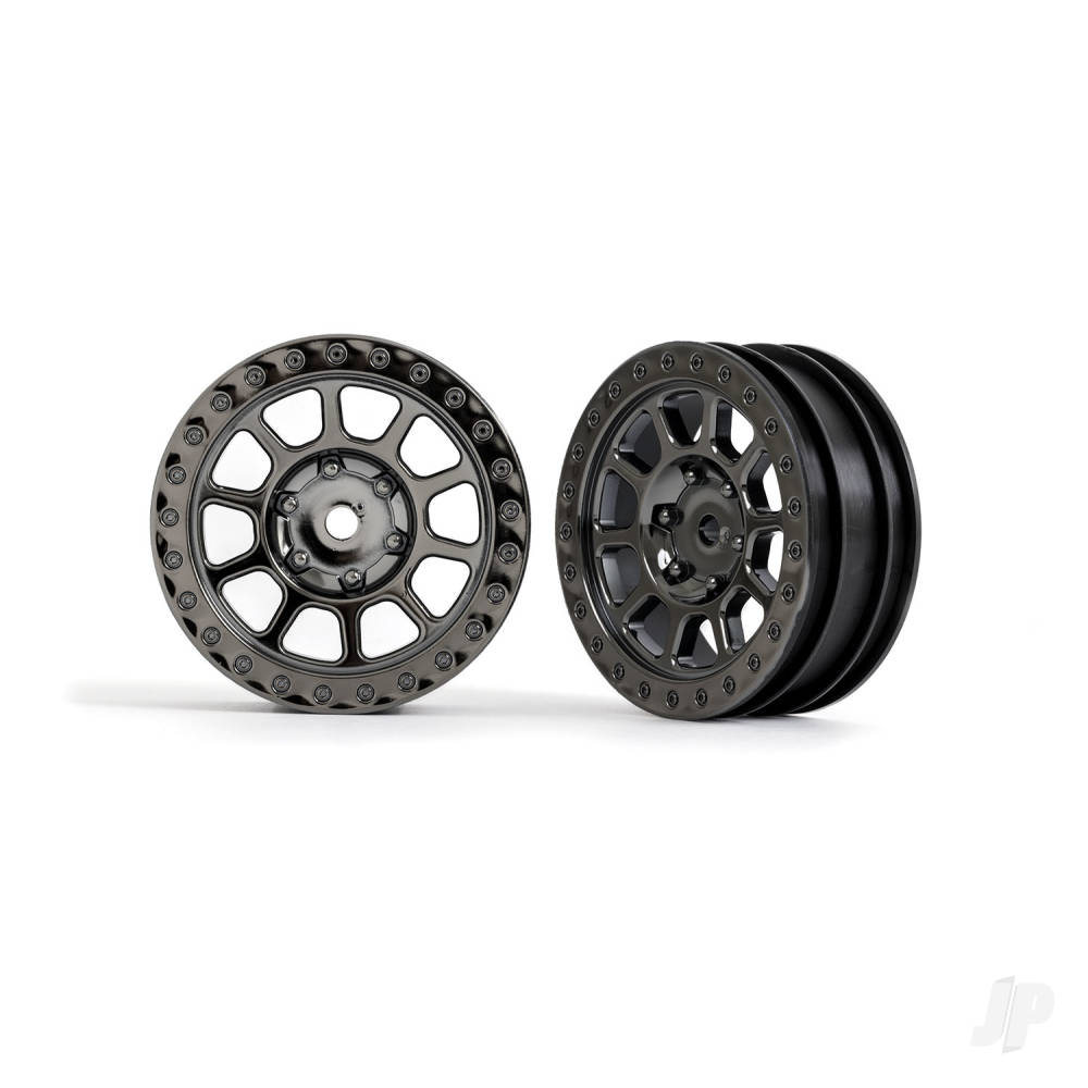 Traxxas Wheels, 2.2in (Black Chrome) (2) (Bandit front)