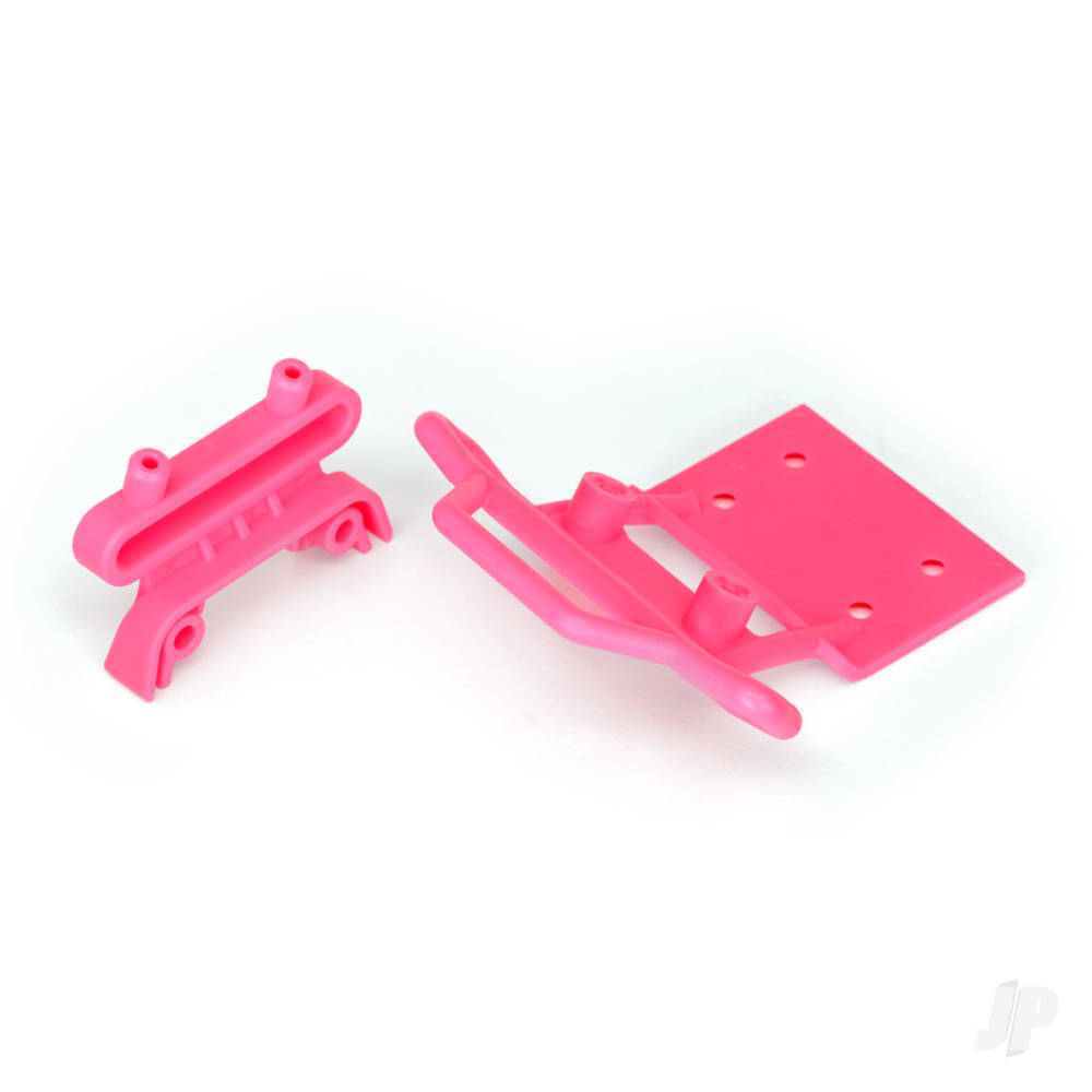 Traxxas Bumper, Front / bumper mount, Front / 4x23mm RM (2 pcs) / 3x10mm RST (2 pcs) (Pink)